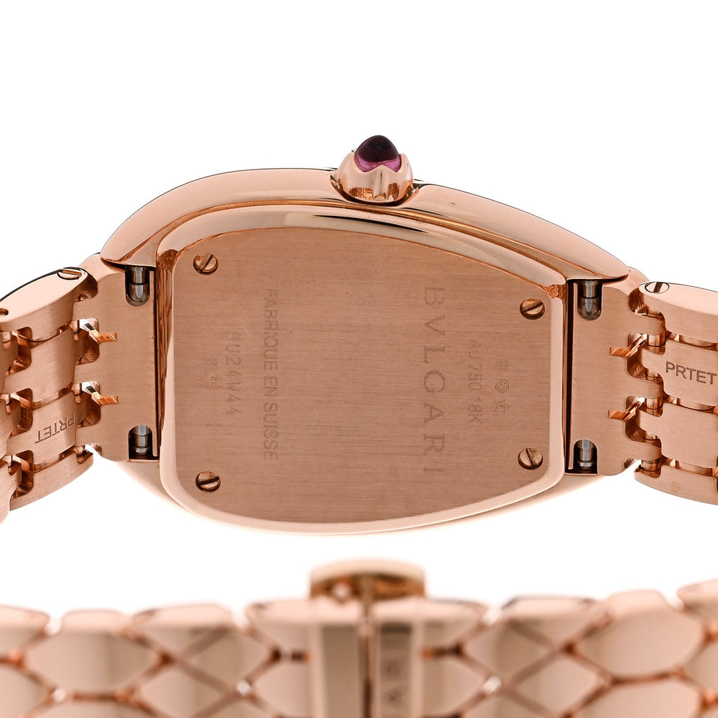 18K Rose Gold Diamond Bezel 33mm Serpenti Seduttori Quartz Watch Black
