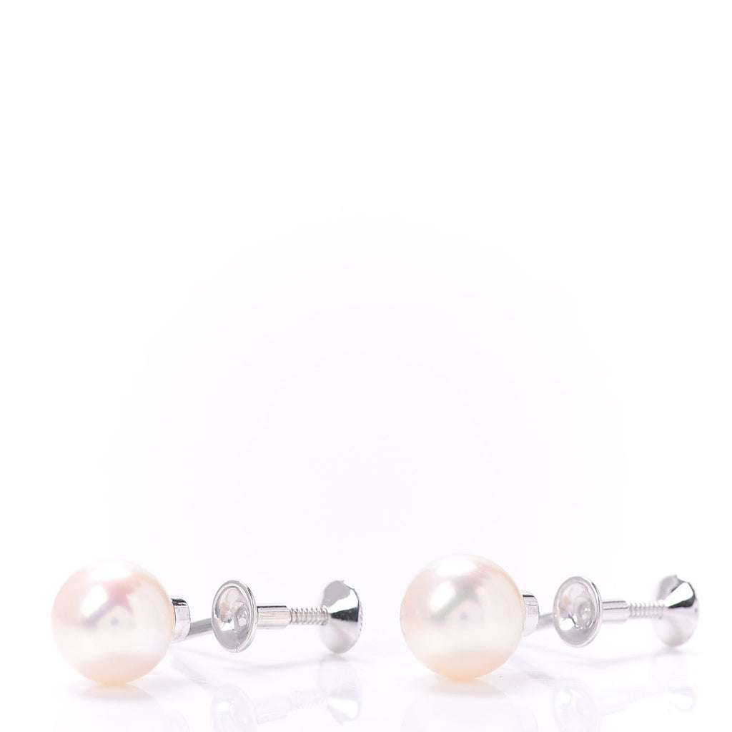 14K White Gold Akoya Pearl 8mm Screw Back Earrings