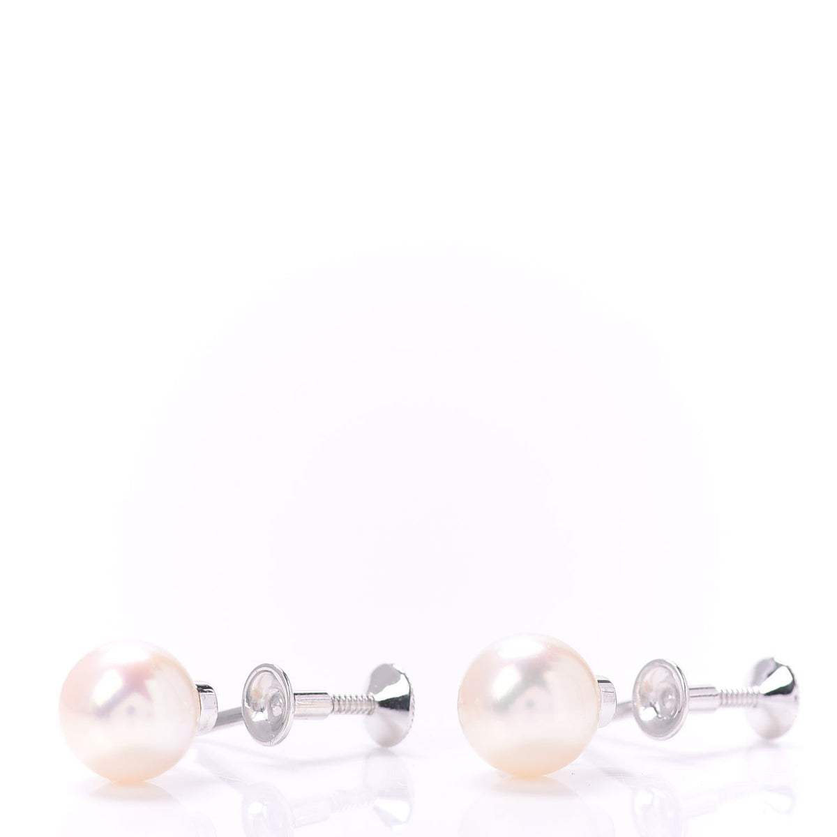 14K White Gold Akoya Pearl 8mm Screw Back Earrings
