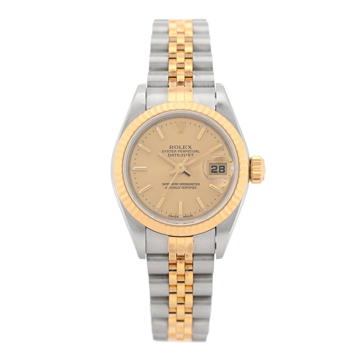 Stainless Steel 18K Yellow Gold 26mm Oyster Perpetual Datejust Watch Champagne 79173