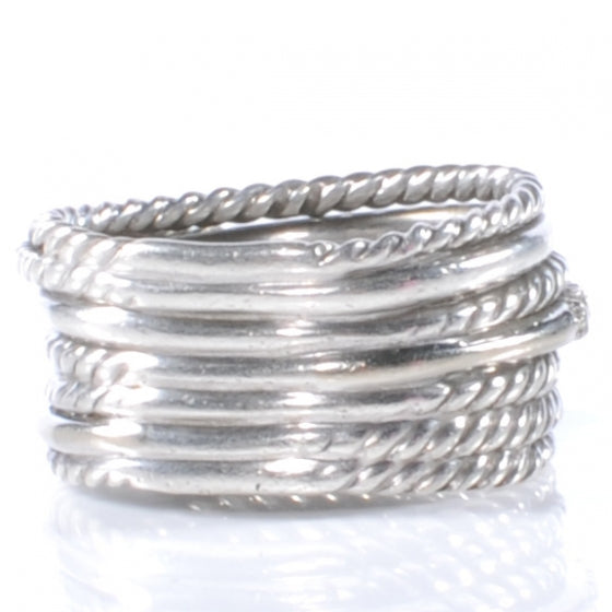 14k Sterling Silver Diamond Crossover Cable Ring 7