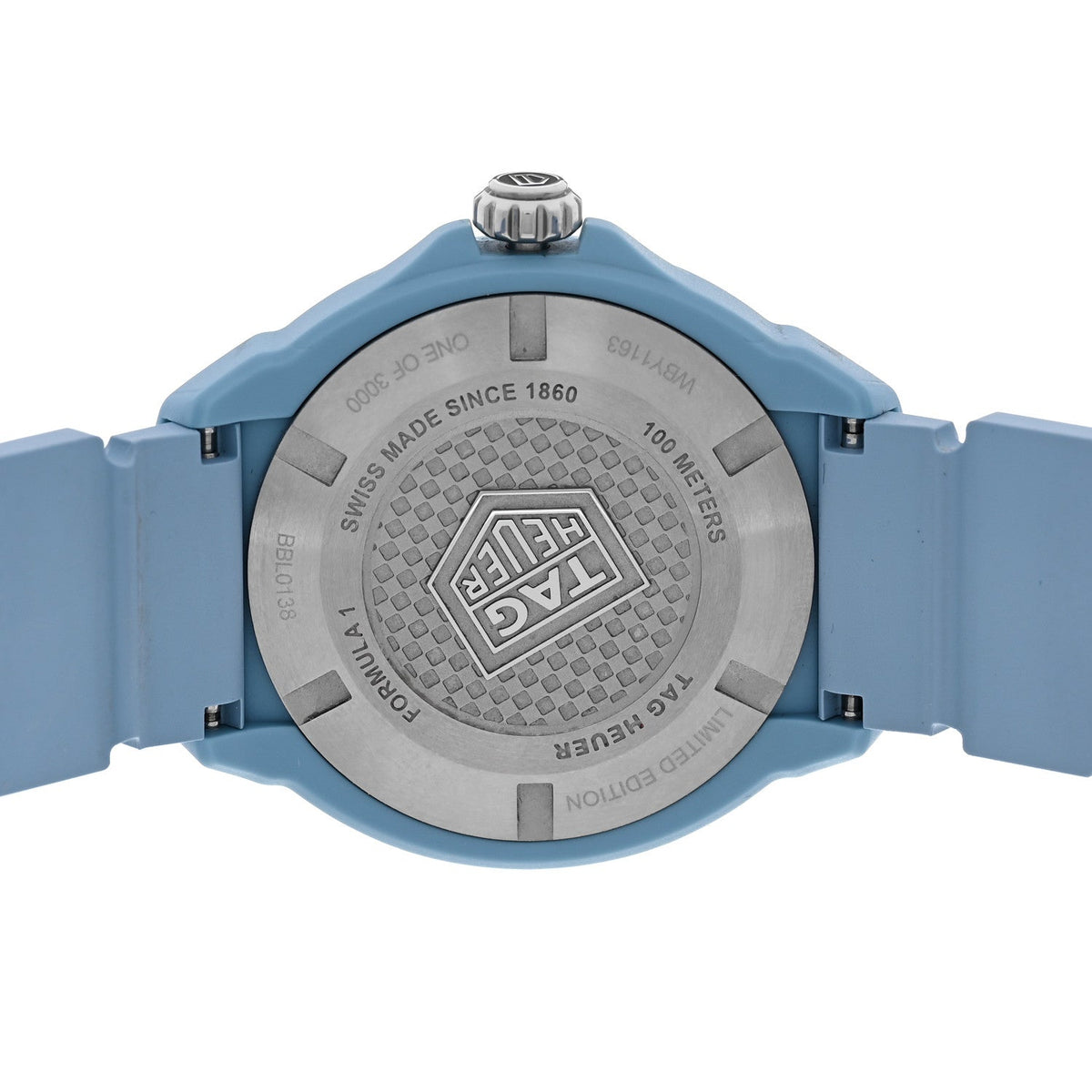 Polylight Stainless Steel Rubber 38mm Formula 1 Solargraph Quartz Watch Light Blue WBY1163