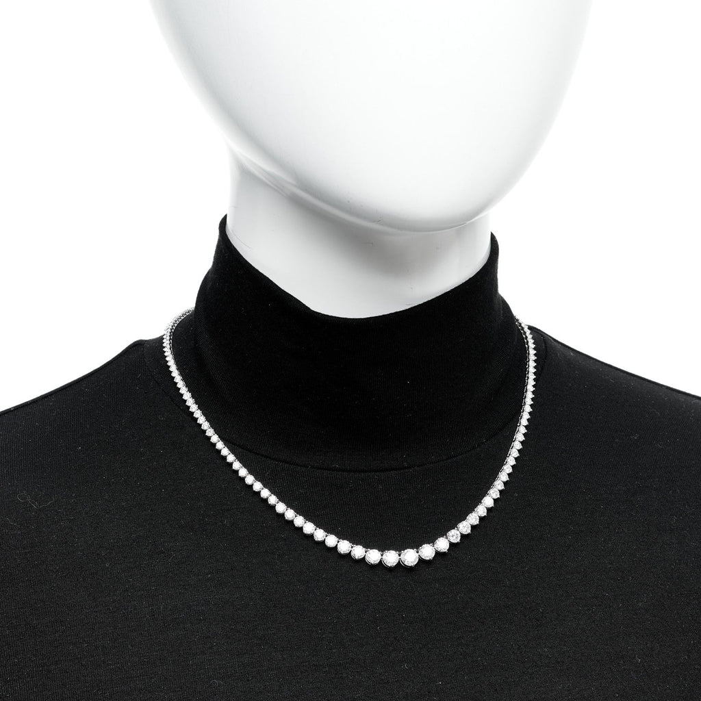 14K White Gold Diamond 13.20ctw Riviera Necklace