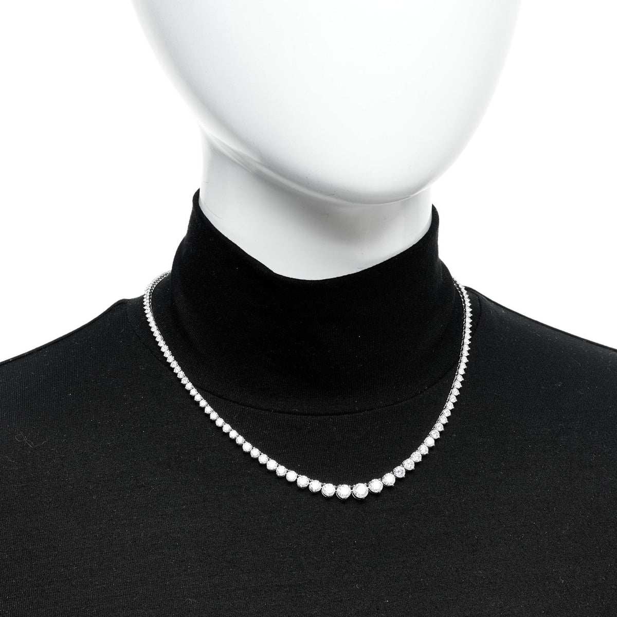 14K White Gold Diamond 13.20ctw Riviera Necklace