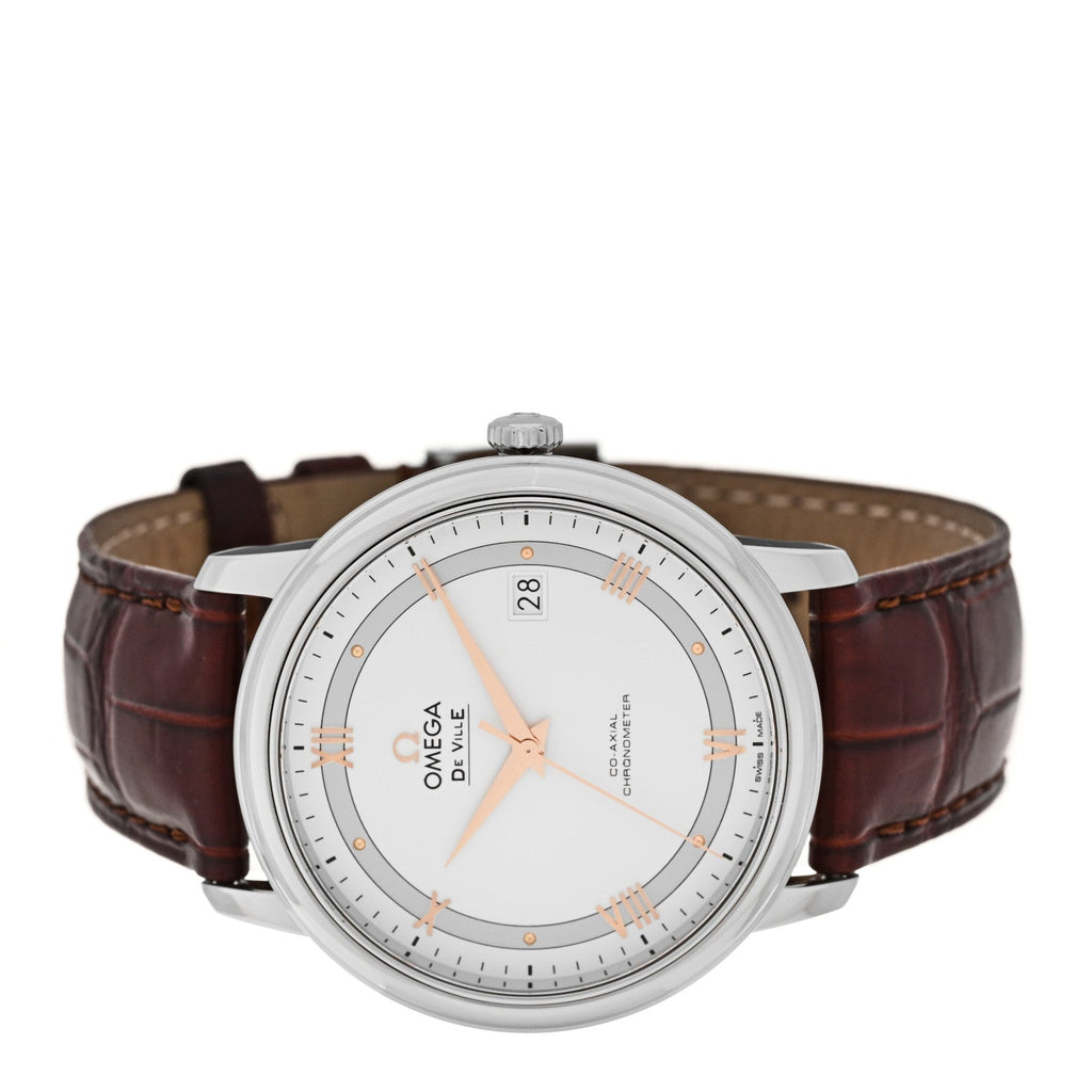 Stainless Steel Alligator 39.5mm De Ville Prestige Automatic Watch Silver 424.13.40.20.02.002 Silver