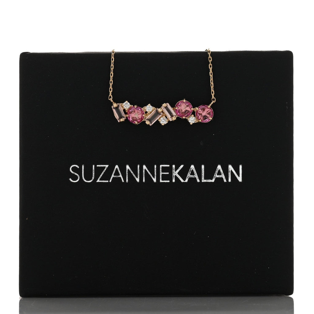 14K Rose Gold Diamond Morganite Pink Topaz Amalfi Blend Pink Ombre Pendant Necklace