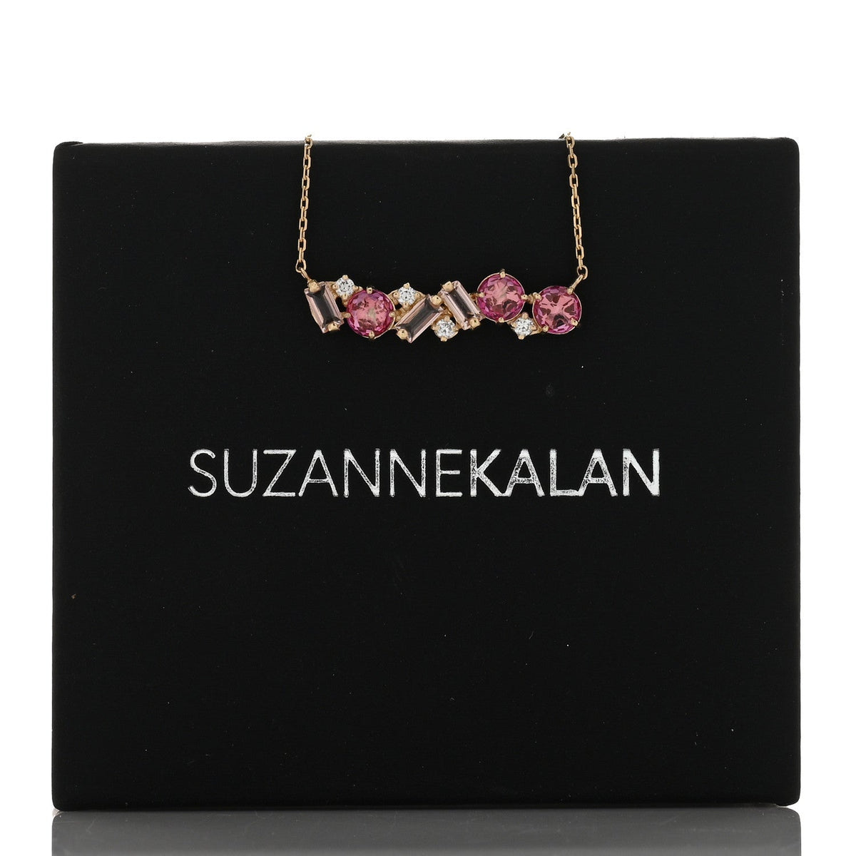 14K Rose Gold Diamond Morganite Pink Topaz Amalfi Blend Pink Ombre Pendant Necklace