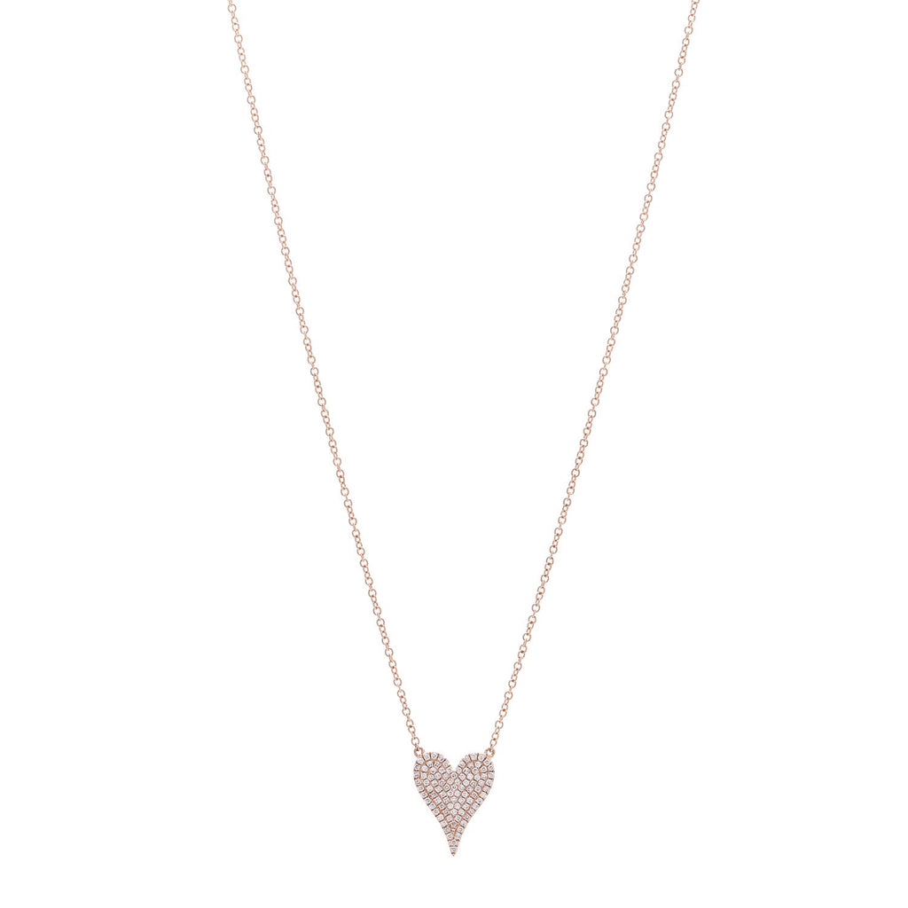 14K Rose Gold Diamond .18ctw Pave Heart Pendant Necklace