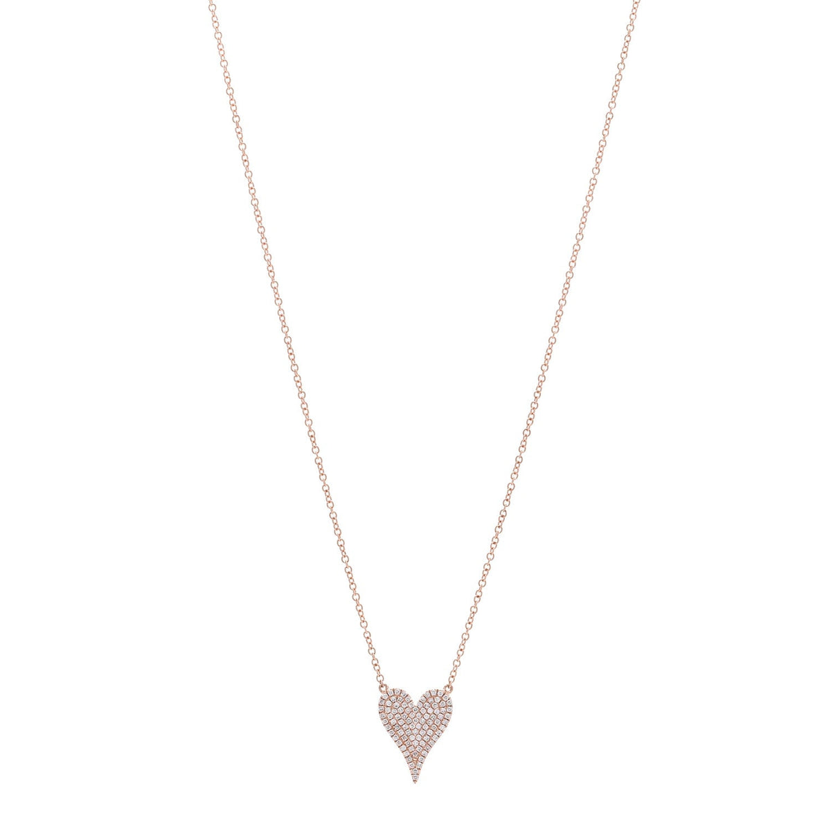 14K Rose Gold Diamond .18ctw Pave Heart Pendant Necklace