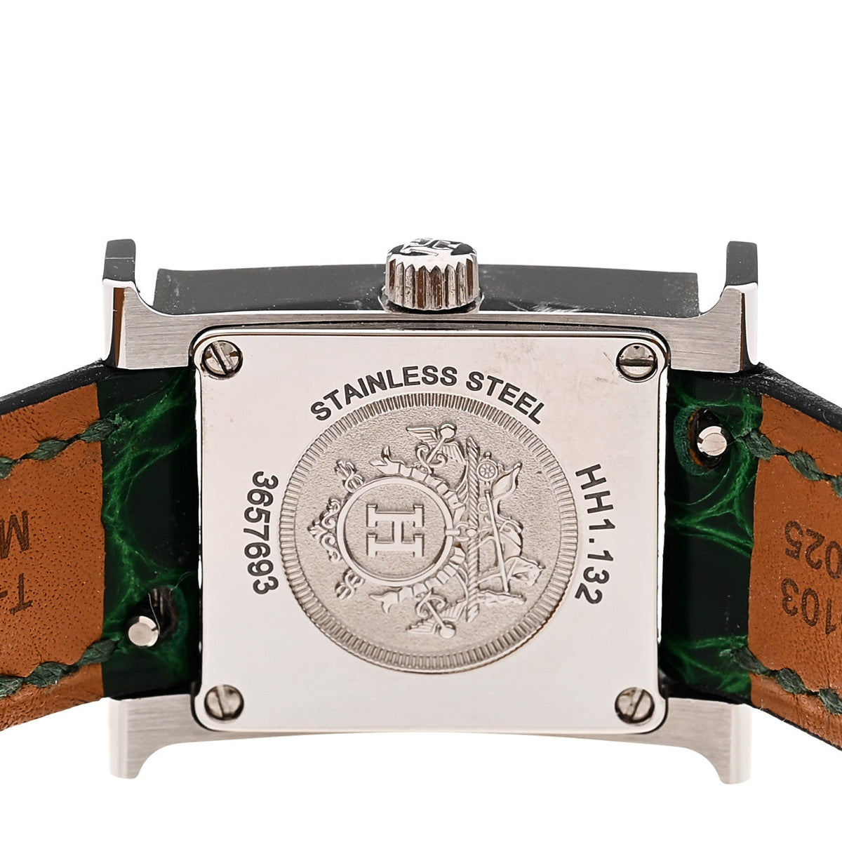 Stainless Steel Alligator Diamond Bezel Mother of Pearl 17.2mm Heure H Hour Quartz Watch Vert Moyen
