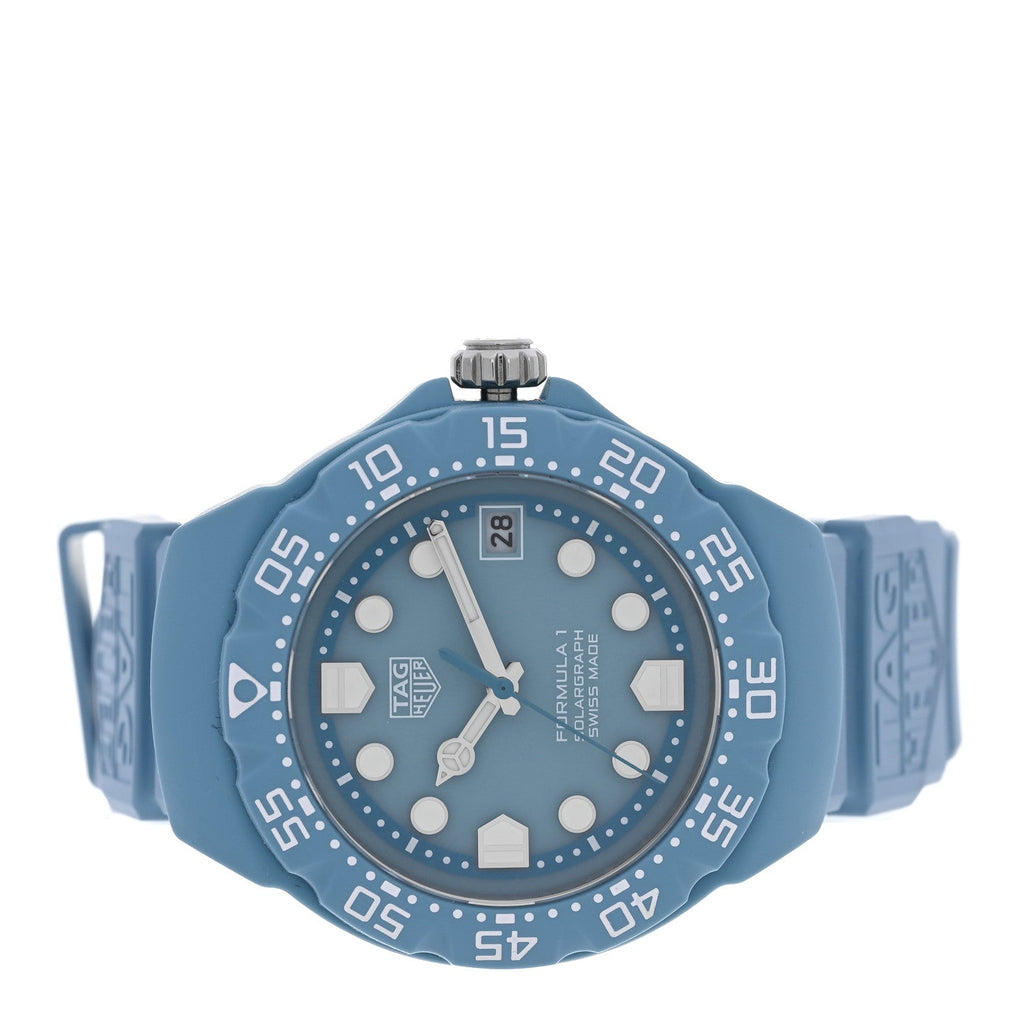 Polylight Stainless Steel Rubber 38mm Formula 1 Solargraph Quartz Watch Light Blue WBY1163