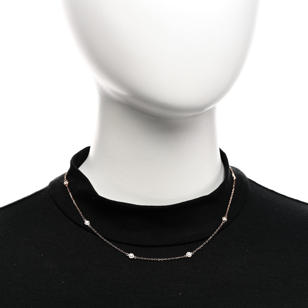 14K Rose Gold Diamond .75ctw Station Necklace