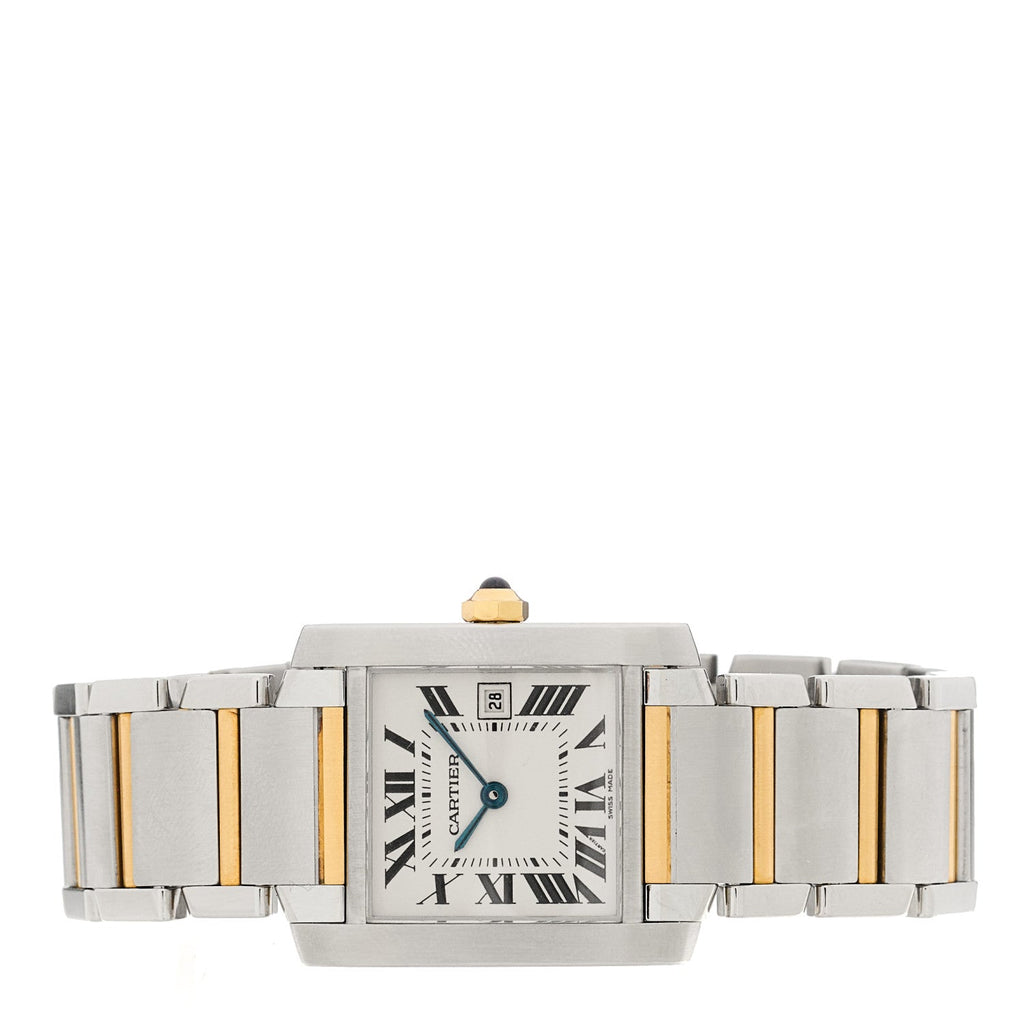 Stainless Steel 18K Yellow Gold 25mm Tank Francaise Quartz Watch