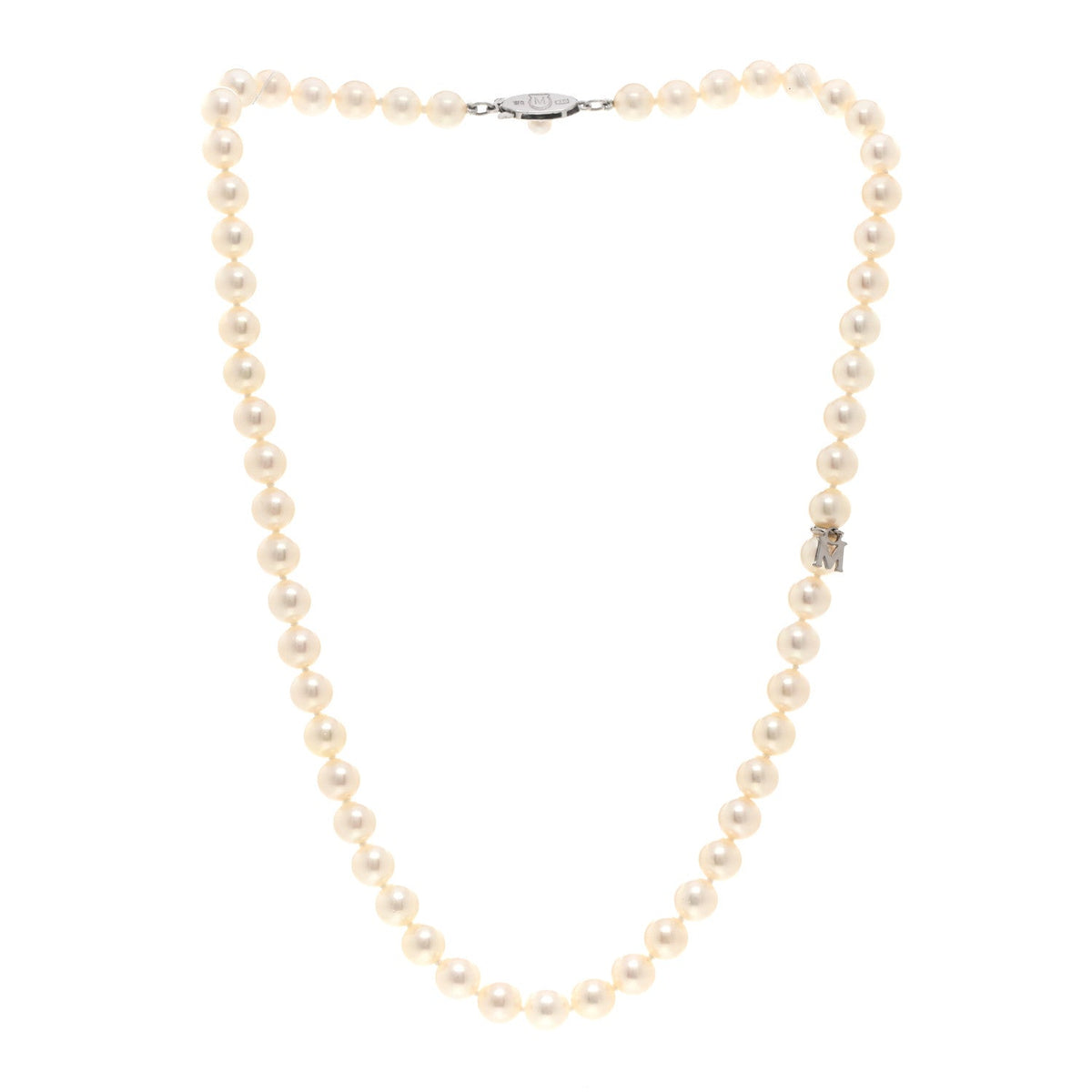 10K White Gold Akoya Cultured Pearl 6mm Strand Necklace 16"
