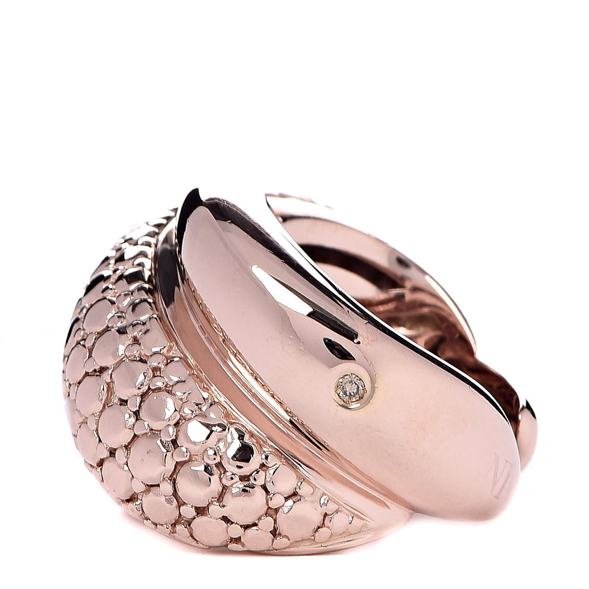 10K Pink Gold Brown Diamond Gomitolo Band Ring 49 5