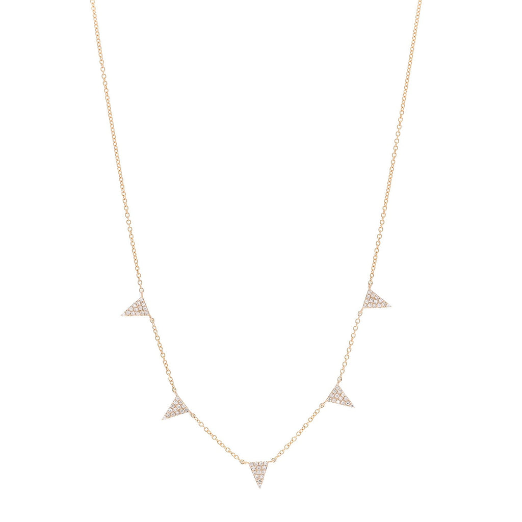14K Rose Gold Diamond .17ctw Triangle Five Station Necklace