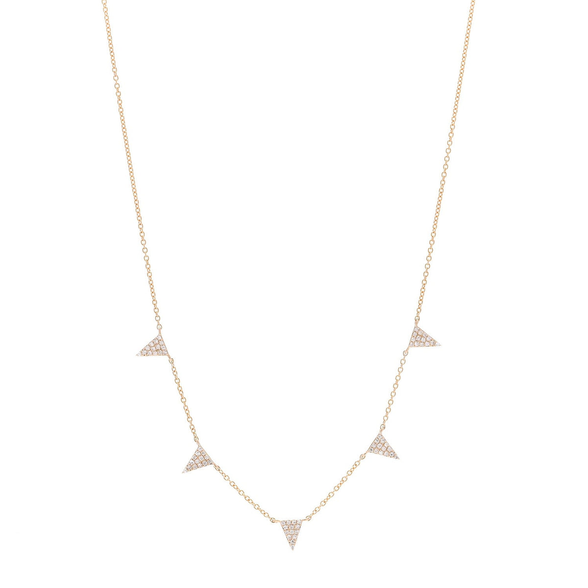 14K Rose Gold Diamond .17ctw Triangle Five Station Necklace