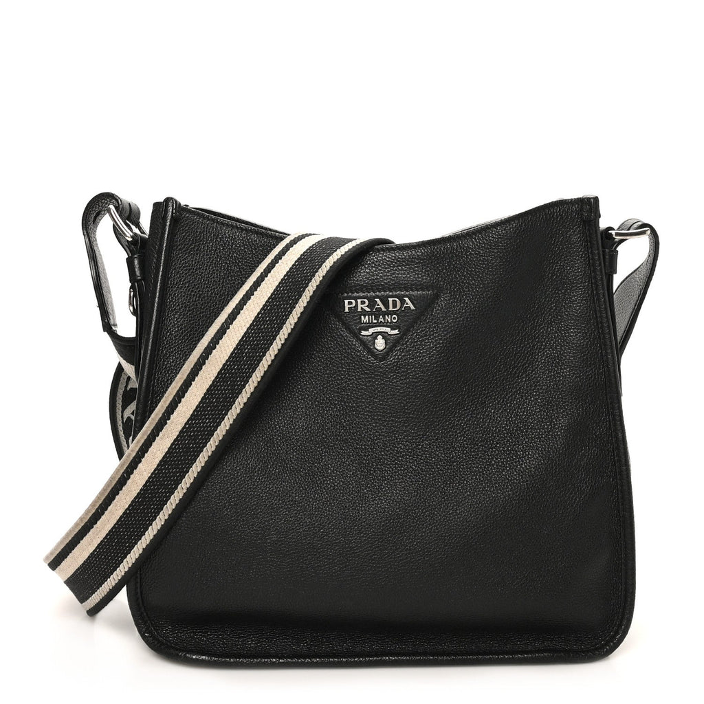 Vitello Daino Soft Hobo Messenger Bag Black
