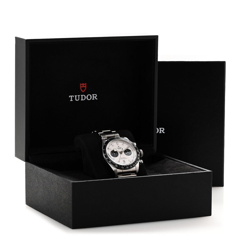 Stainless Steel 41mm Black Bay Chronograph Panda Automatic Watch White 79360N
