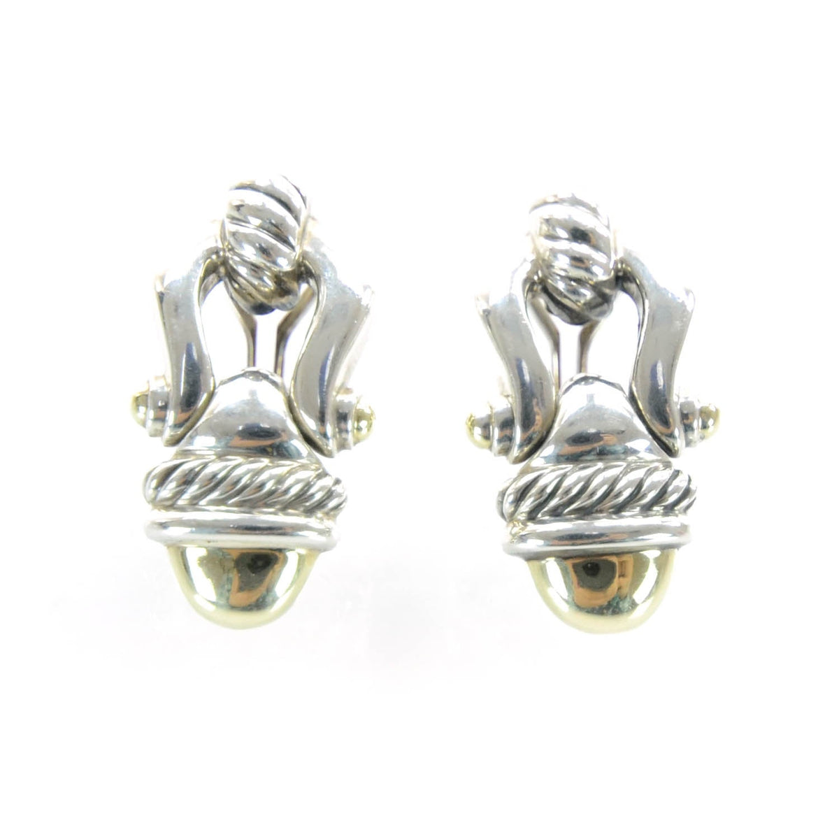 14k Gold and Sterling Silver Buckle Earrings