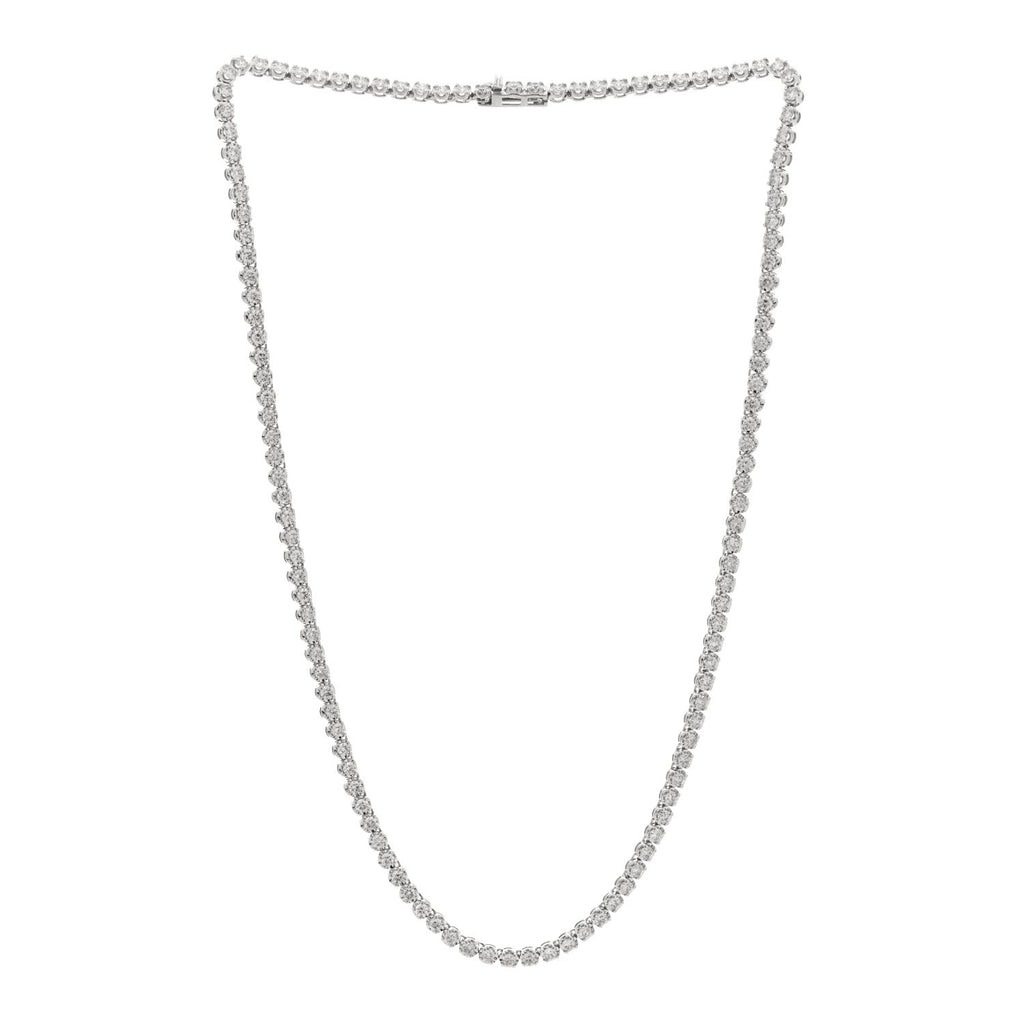 14K White Gold Diamond 4.96ctw Tennis Necklace