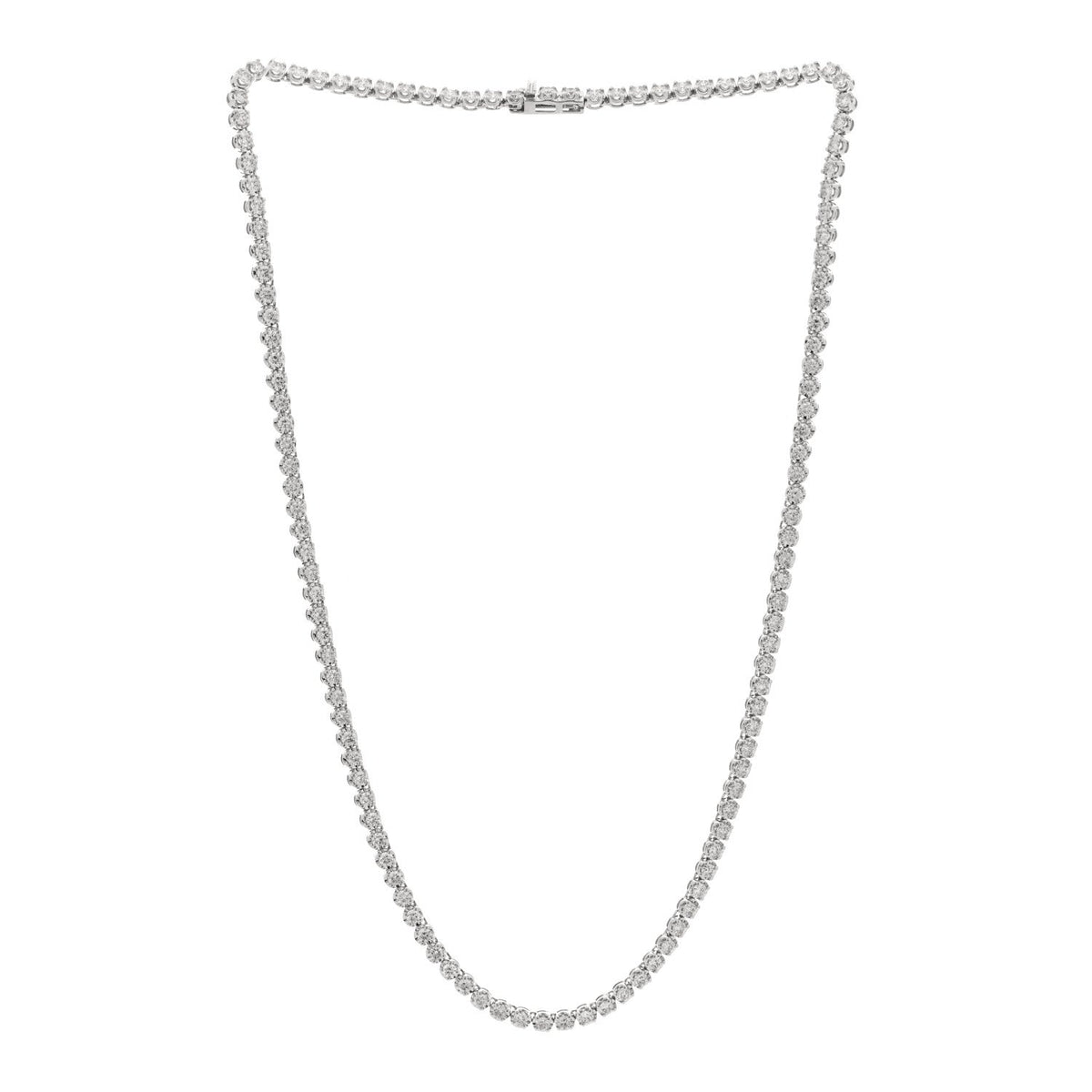 14K White Gold Diamond 4.96ctw Tennis Necklace