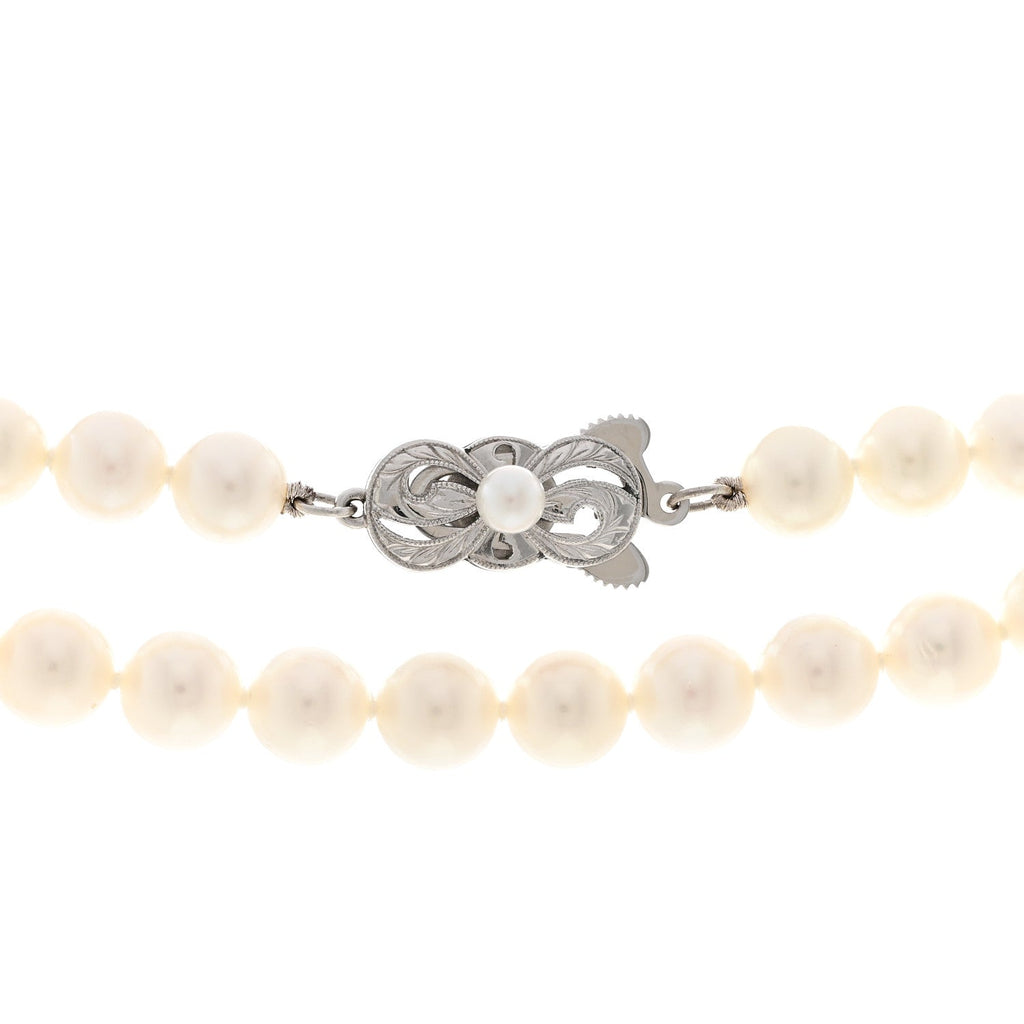 14K White Gold Akoya Cultured Pearl 6.5-7mm Double Strand Necklace