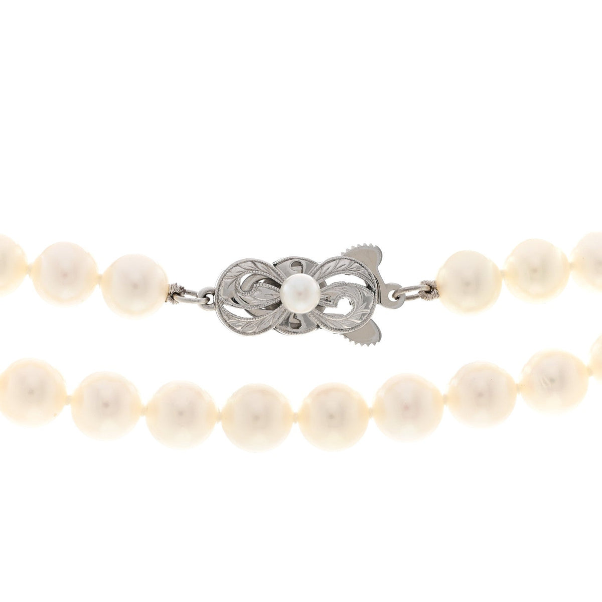 14K White Gold Akoya Cultured Pearl 6.5-7mm Double Strand Necklace