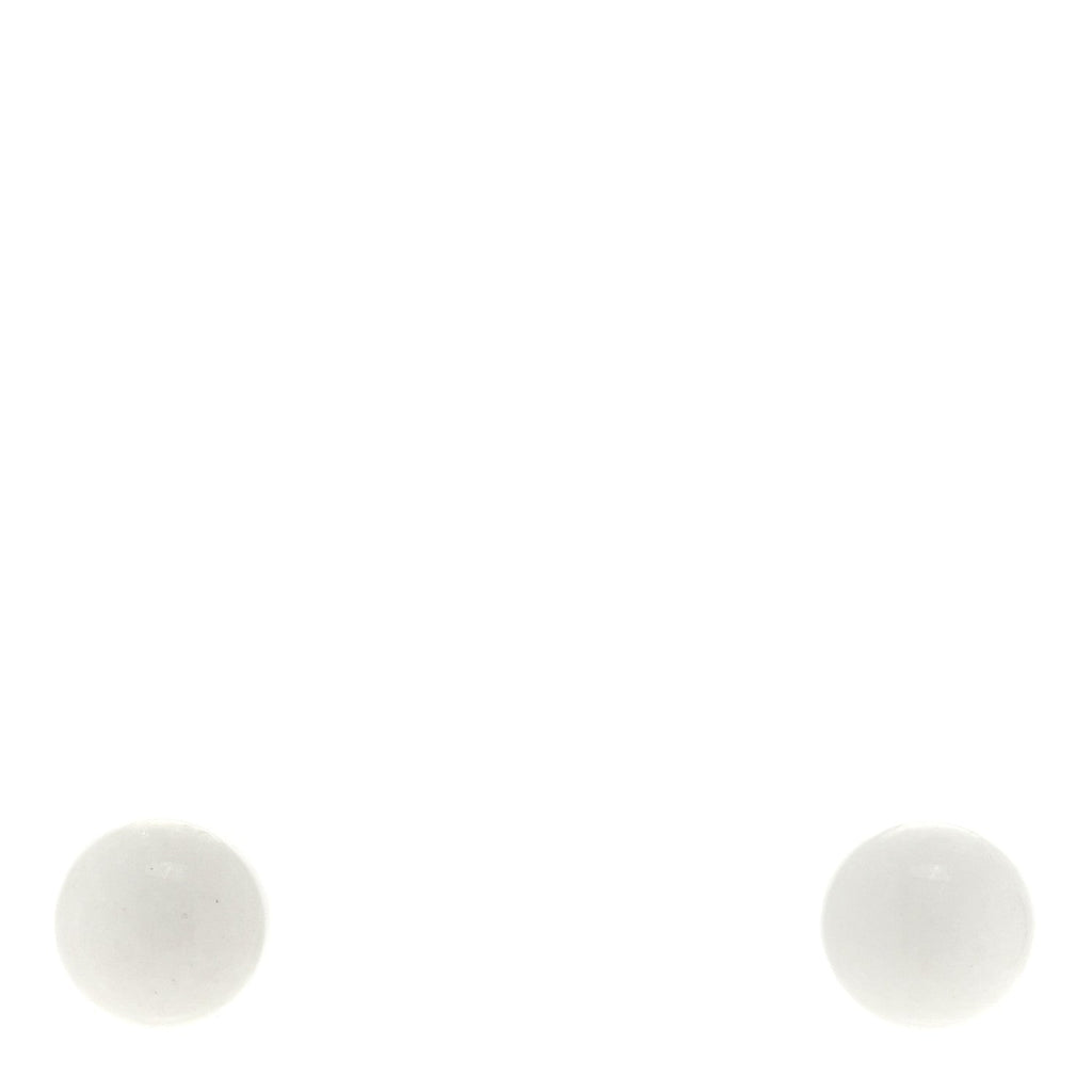 14K White Gold 10mm Dolomite Ball Earrings