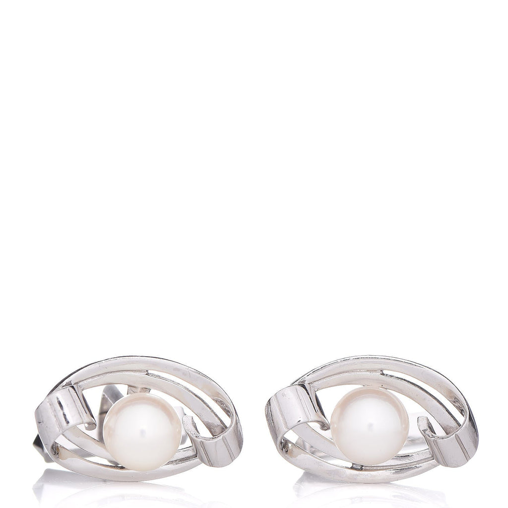 14K White Gold Akoya Pearl 7.5mm Cufflinks