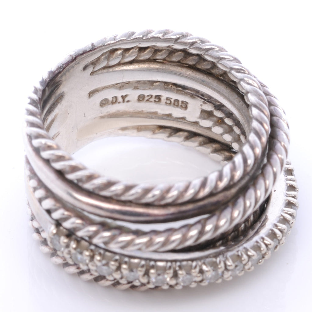 14k Sterling Silver Diamond Crossover Cable Ring 4