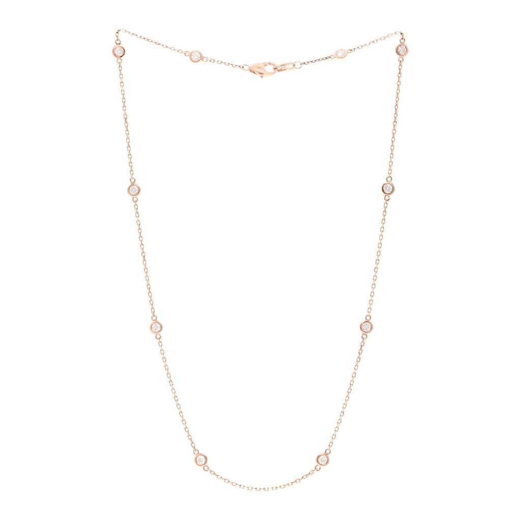 14K Rose Gold Diamond .75ctw Station Necklace