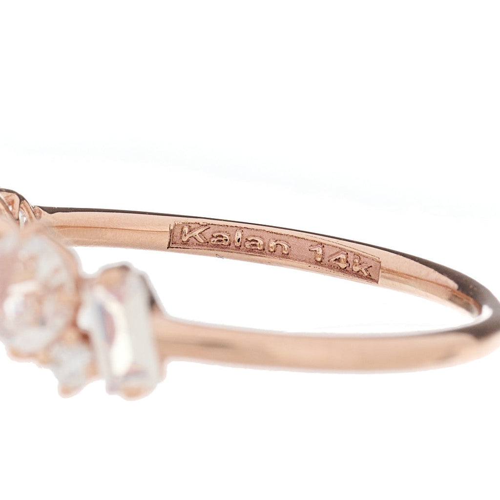 14K Rose Gold Diamond Rainbow Moonstone Amalfi Blend Half Band Ring 56 7.5