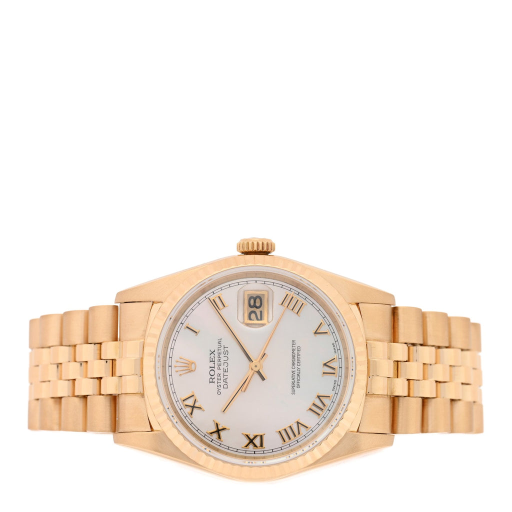 18K Yellow Gold Mother of Pearl 36mm Oyster Perpetual Datejust Watch 16238