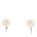 14K White Gold Diamond Akoya Pearl 7.5mm Screw Back Earrings