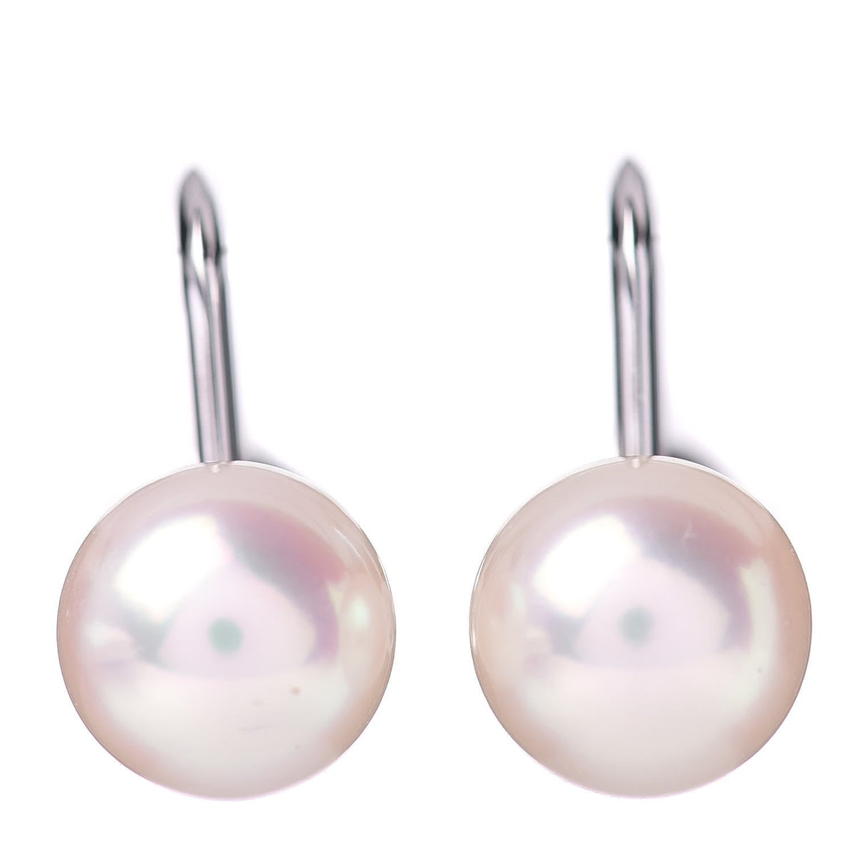 14K White Gold Akoya Pearl 8mm Screw Back Earrings
