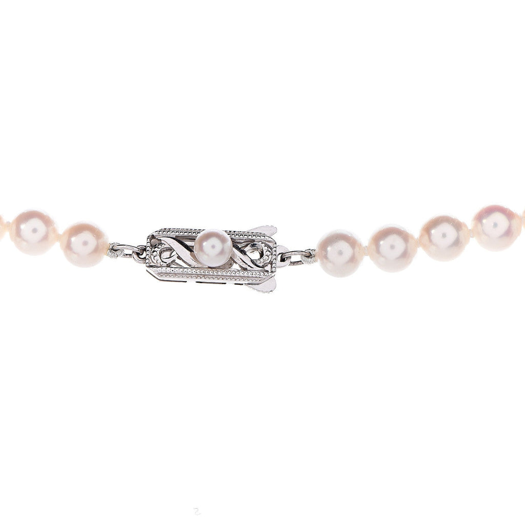 14K White Gold 6-6.5mm Akoya Pearl Strand Necklace 28