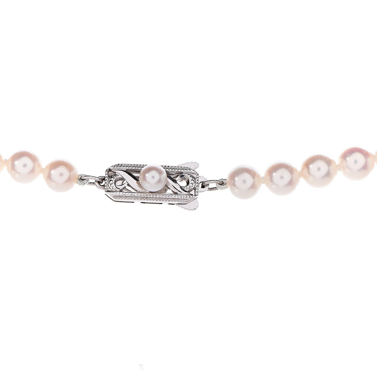 14K White Gold 6-6.5mm Akoya Pearl Strand Necklace 28