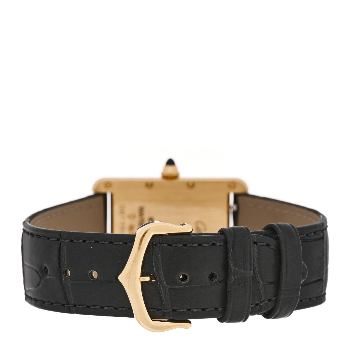 18K Yellow Gold Alligator 26mm Tank Louis Quartz Watch