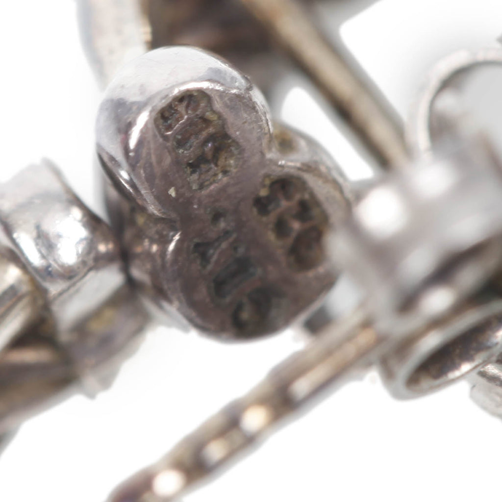 14k White Gold and Sterling Silver Pave Diamond Ice Crossover Diamond Hoop Earrings