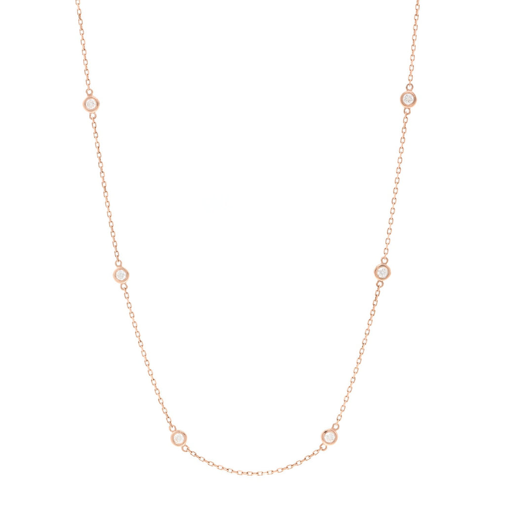 14K Rose Gold Diamond .75ctw Station Necklace