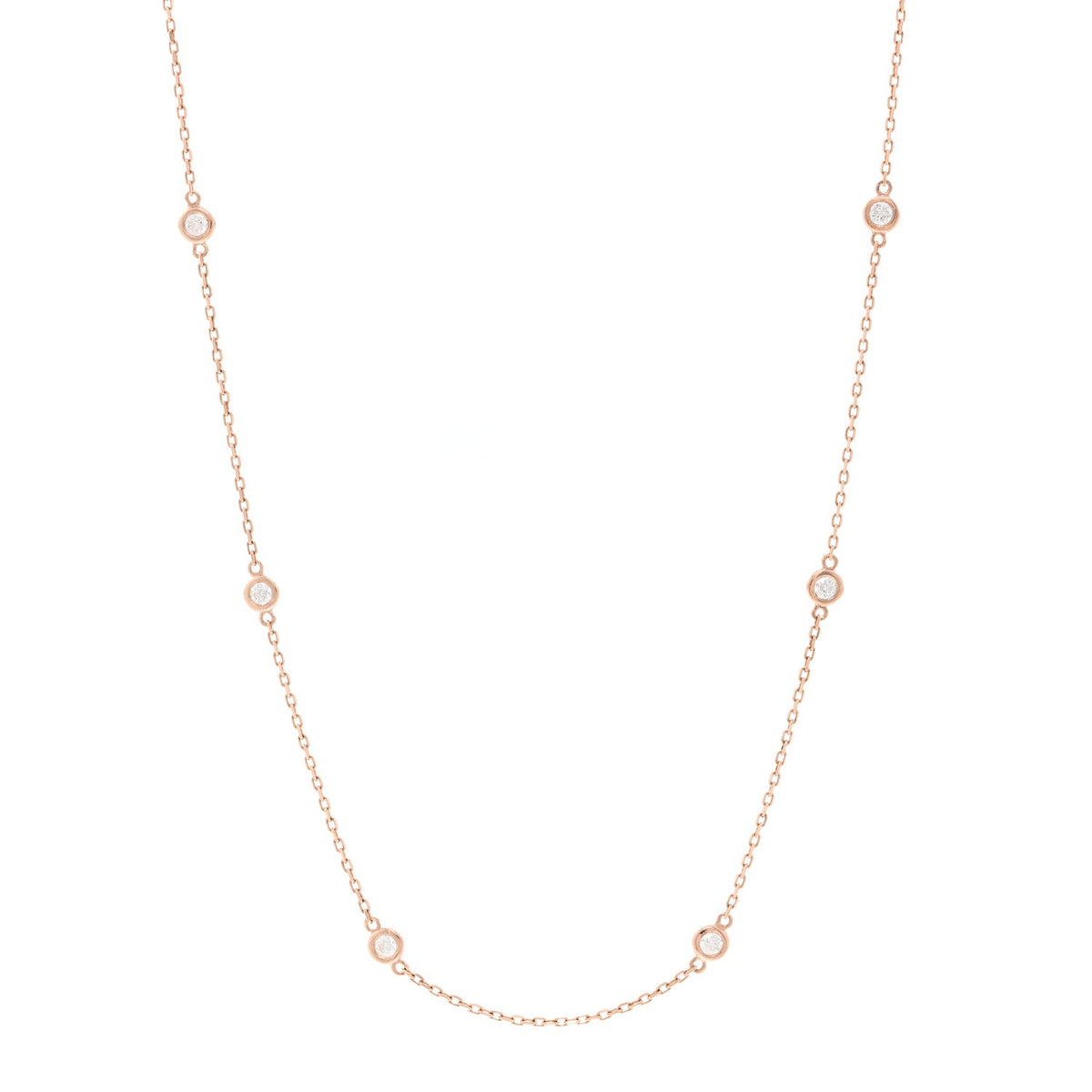 14K Rose Gold Diamond .75ctw Station Necklace