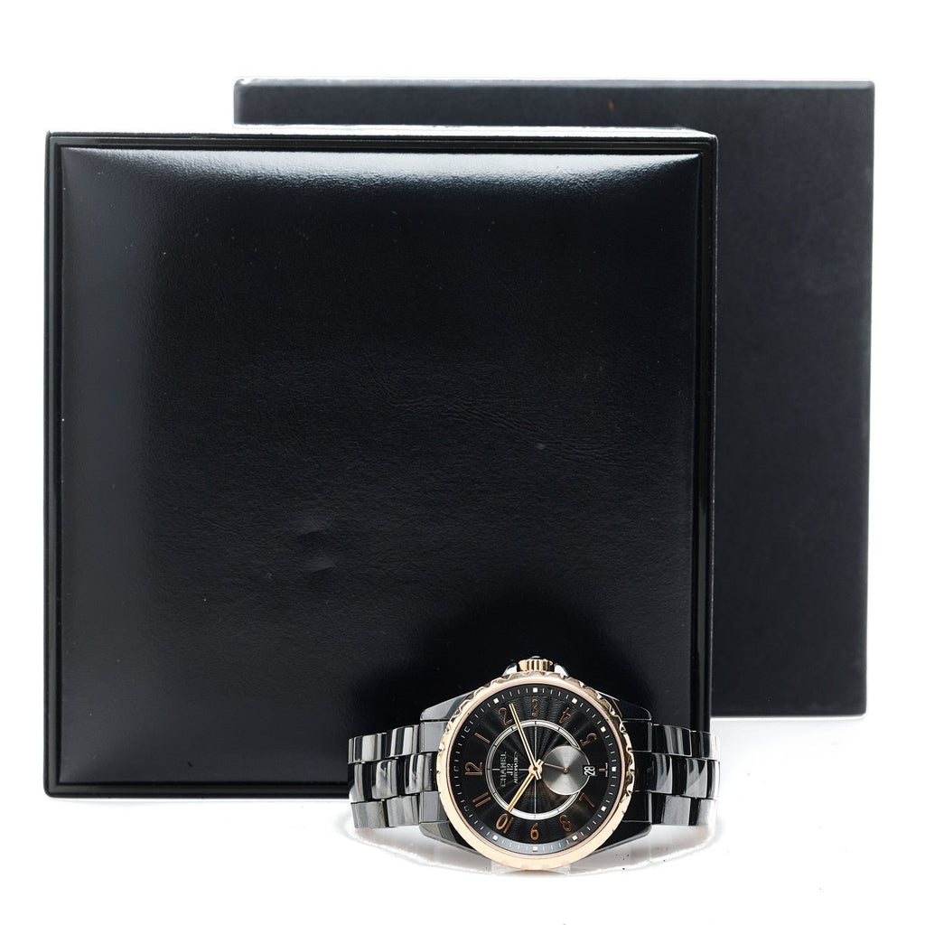 Stainless Steel 18K Rose Gold Ceramic 37mm J12 Automatic Watch Black