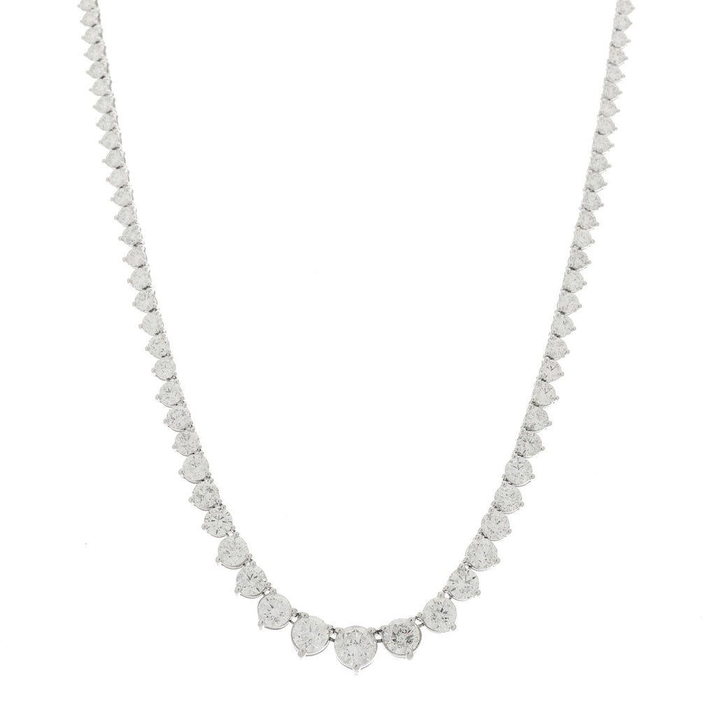 14K White Gold Diamond 13.20ctw Riviera Necklace