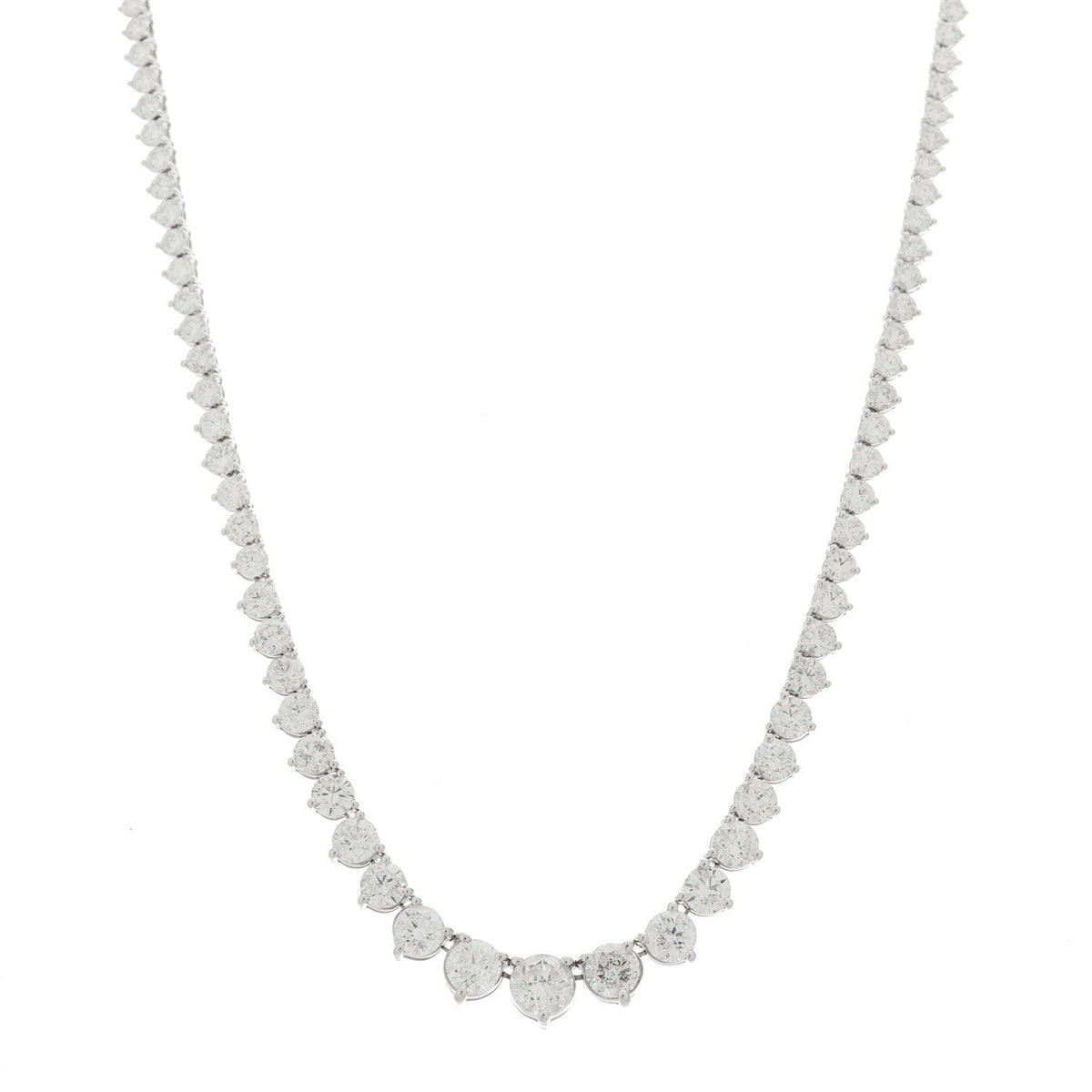 14K White Gold Diamond 13.20ctw Riviera Necklace