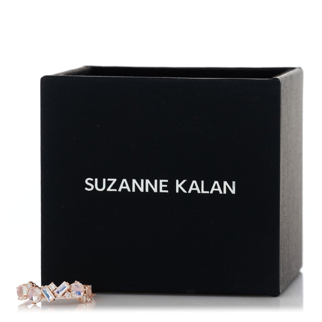 14K Rose Gold Diamond Rainbow Moonstone Amalfi Blend Half Band Ring 56 7.5
