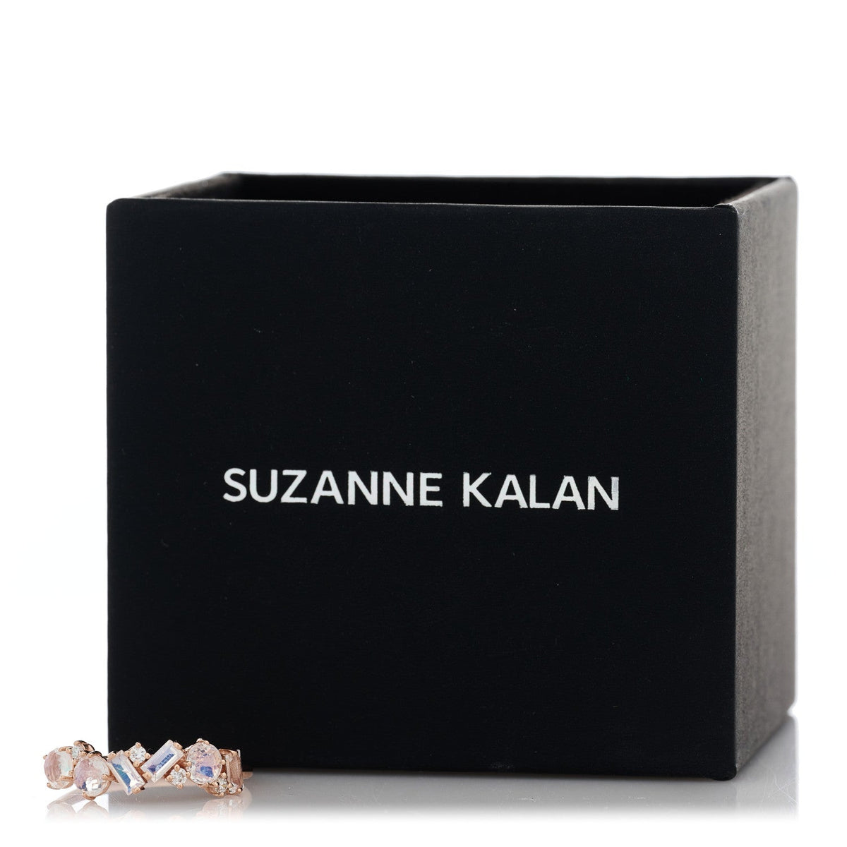 14K Rose Gold Diamond Rainbow Moonstone Amalfi Blend Half Band Ring 56 7.5
