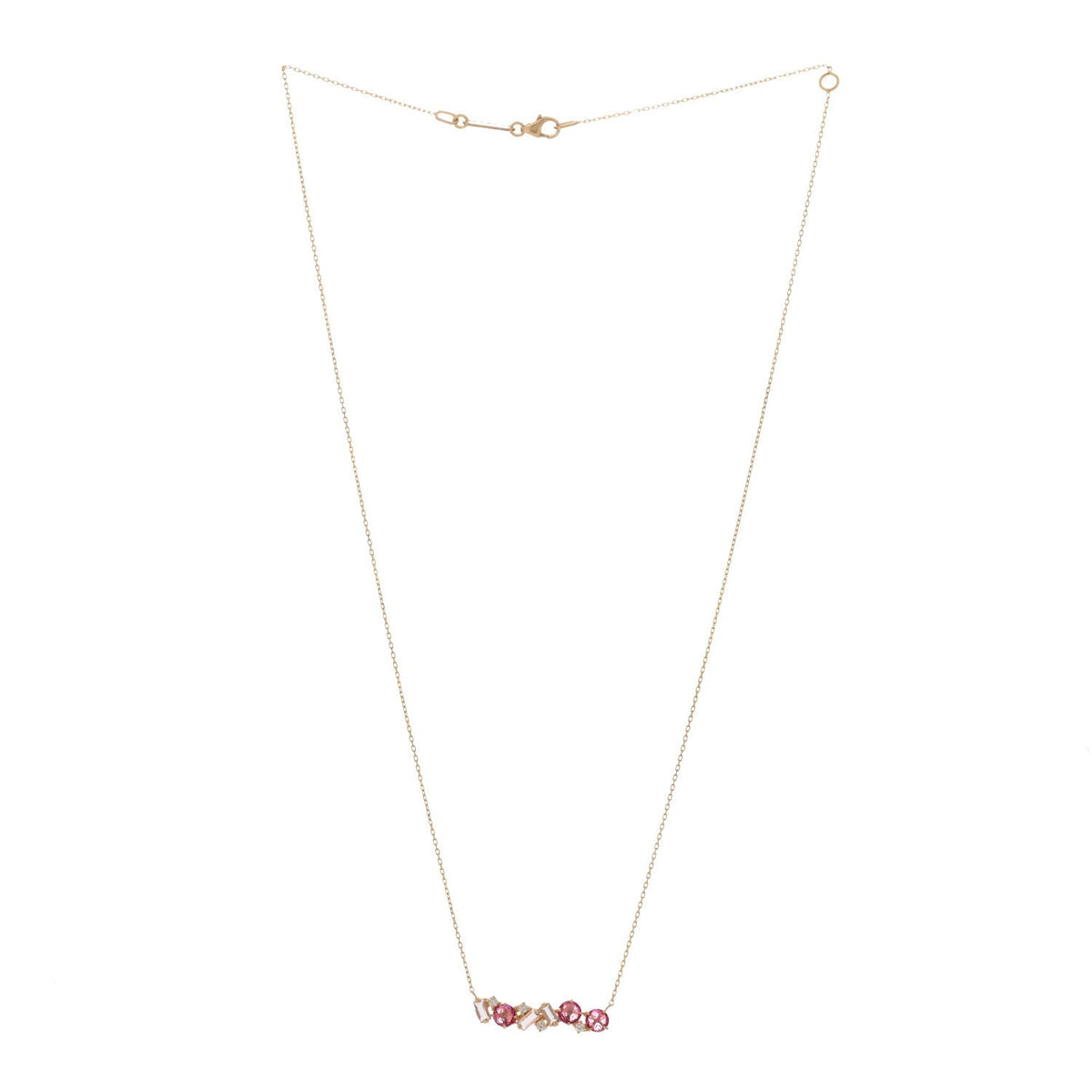 14K Rose Gold Diamond Morganite Pink Topaz Amalfi Blend Pink Ombre Pendant Necklace