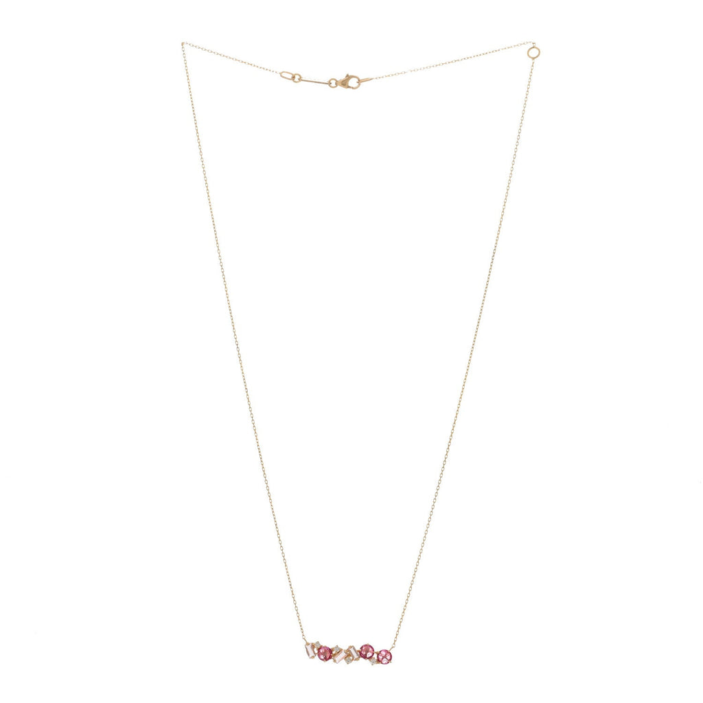 14K Rose Gold Diamond Morganite Pink Topaz Amalfi Blend Pink Ombre Pendant Necklace
