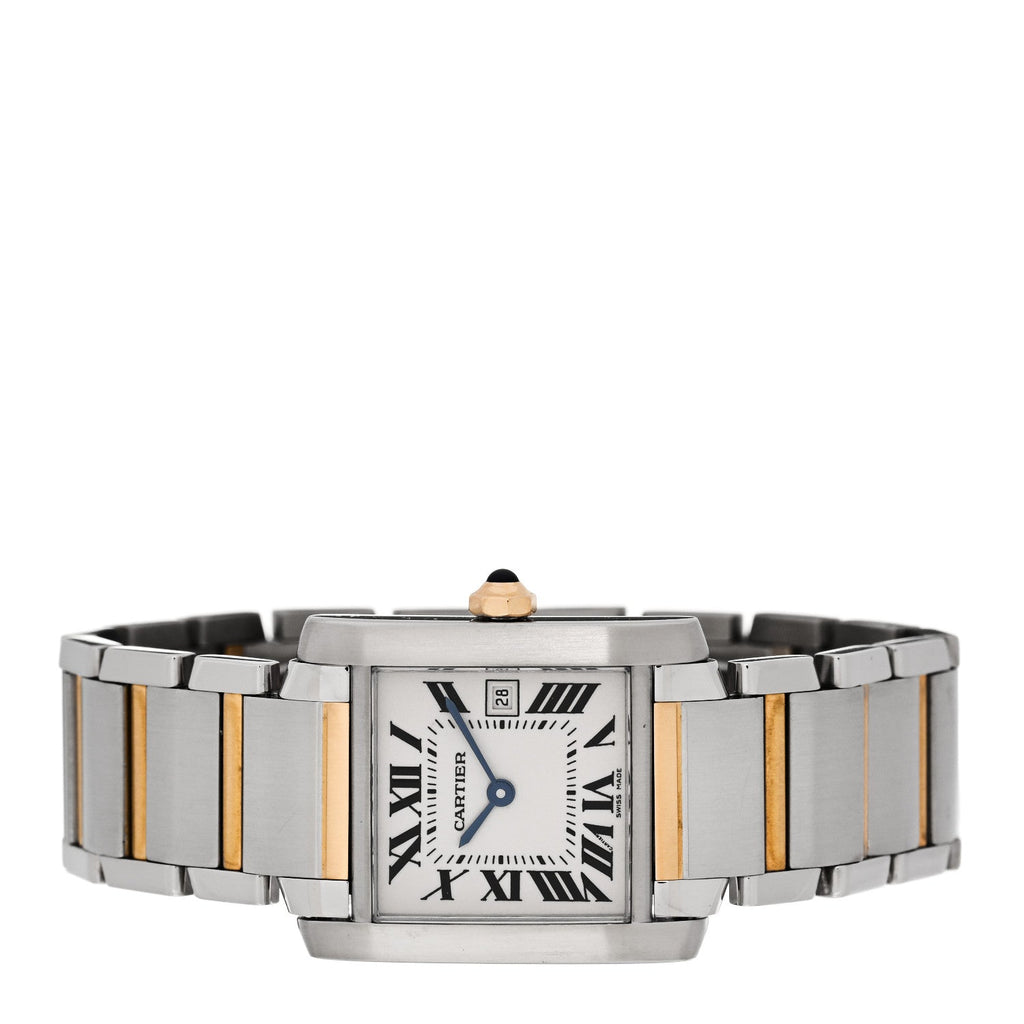 Stainless Steel 18K Yellow Gold 25mm Tank Francaise Quartz Watch
